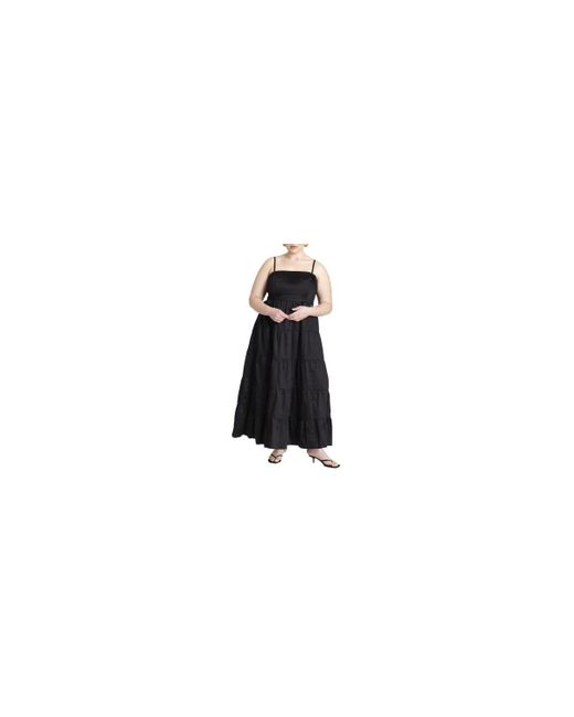 Eloquii Black Plus Size Tiered Maxi Dress