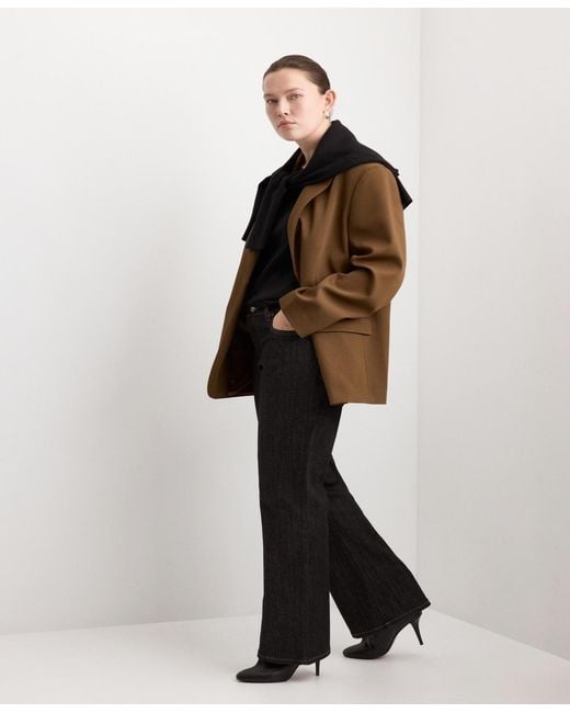 Mango Brown Flap Pockets Straight Blazer