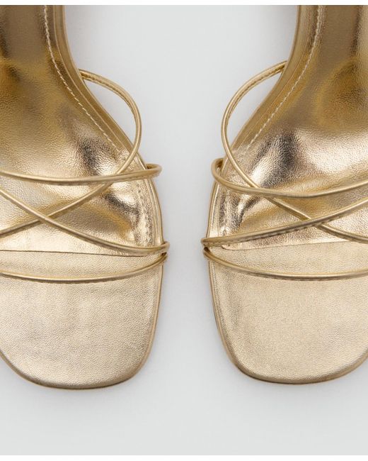 Mango Natural Crossed Strap Heeled Sandals