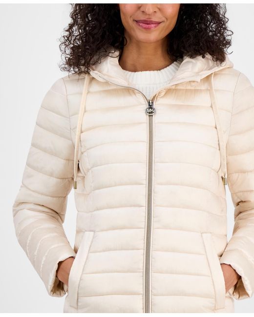 Michael Kors Natural Michael Packable Hooded Puffer Coat