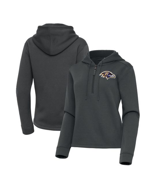 Antigua Black Baltimore Ravens Contemporary Quarter-zip Hoodie