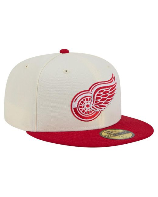 KTZ White Detroit Red Wings Chrome Two-toned 59fifty Fitted Hat for men