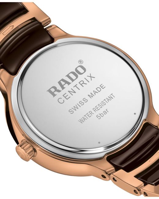 Rado Metallic Swiss Centrix Ceramic & Rose Gold Pvd Bracelet Watch 31mm