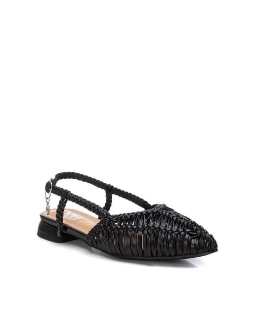 Xti Black Braided Slingback Flats By