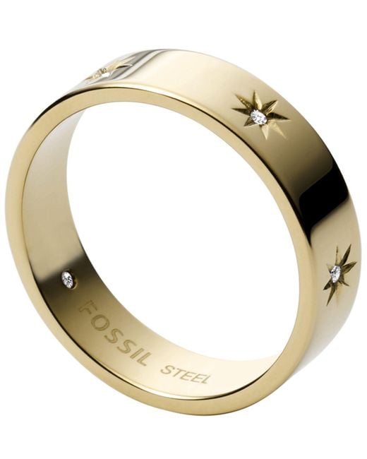 Fossil Sutton Shine Bright Stainless Steel Band Ring in GoldTone (Metallic) Lyst