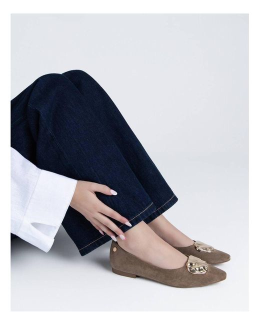 Xti White Suede Ballet Flats