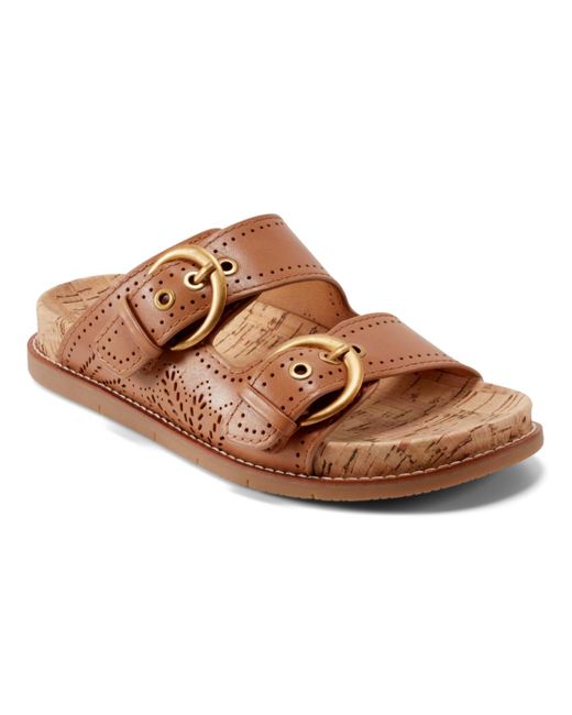 Earth Brown Francii Double Band Flat Slip-on Sandals