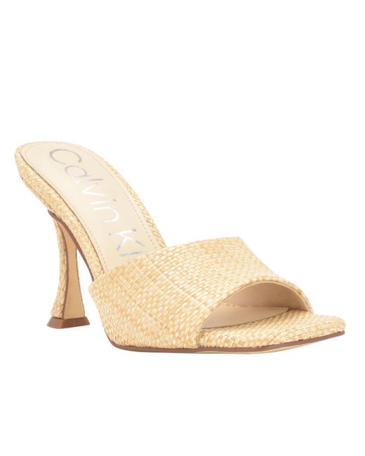 Calvin Klein Bradon Slipon Dress Heeled Sandals in Natural Lyst