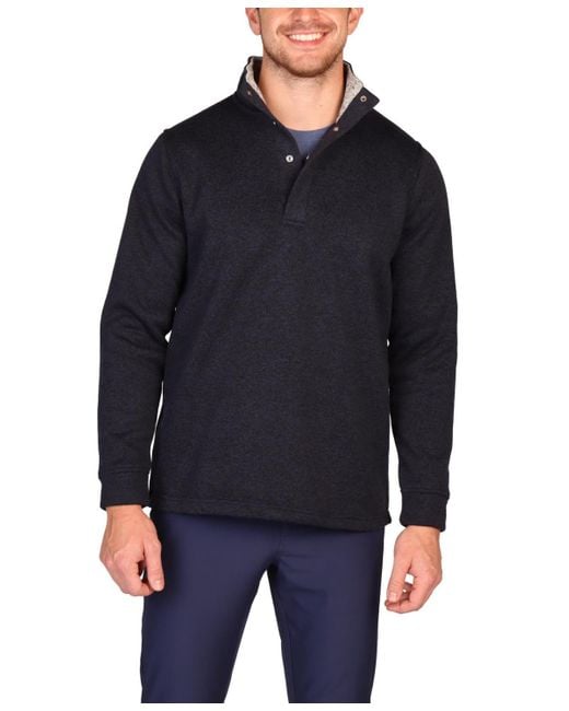 Tailorbyrd Blue Sweater Knit Snap Placket Pullover for men