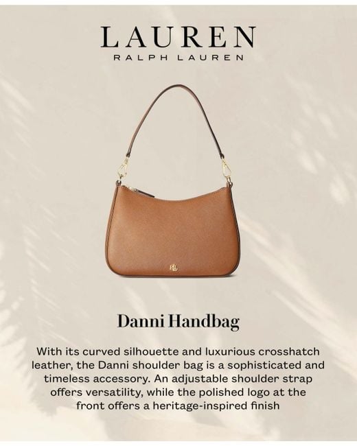 Lauren by Ralph Lauren Blue Crosshatch Leather Medium Danni Shoulder Bag