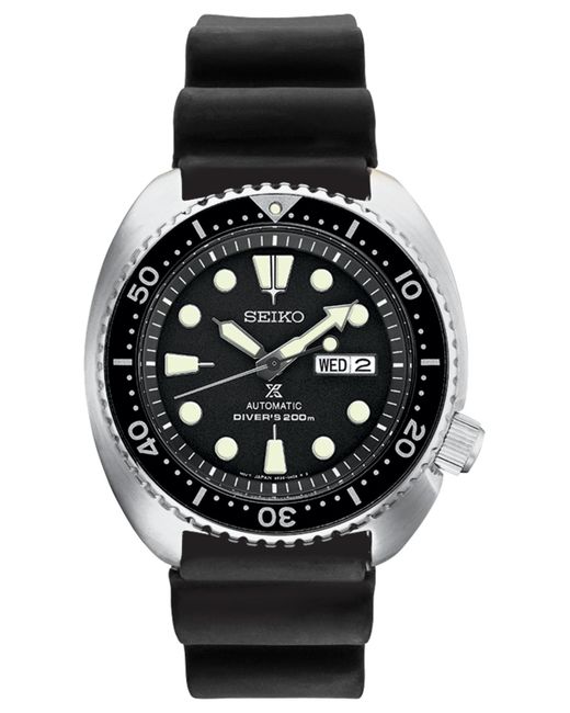 Seiko Metallic Automatic Prospex Diver Black Silicone Strap Watch 45mm for men