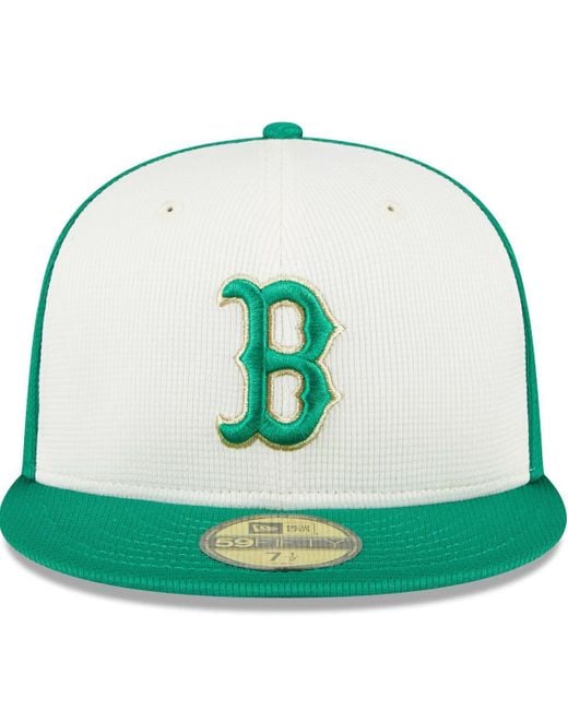 KTZ White/green Boston Red Sox 2024 St. Patrick's Day 59fifty Fitted Hat for men