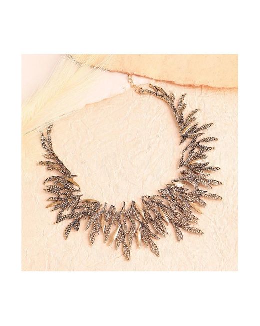 SOH Metallic Feather Statement Necklace