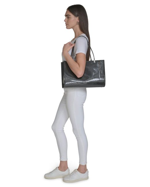 Calvin Klein Black Verne Signature Embossed Tote Bag
