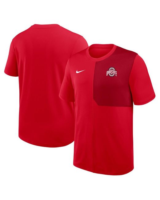 Nike Red Ohio State Buckeyes 2025 Sideline Uv Performance Coach T-shirt for men