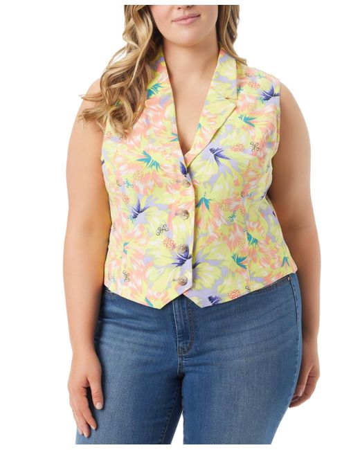 Jessica Simpson Multicolor Trendy Plus Size Embla Floral Tie-back Vest
