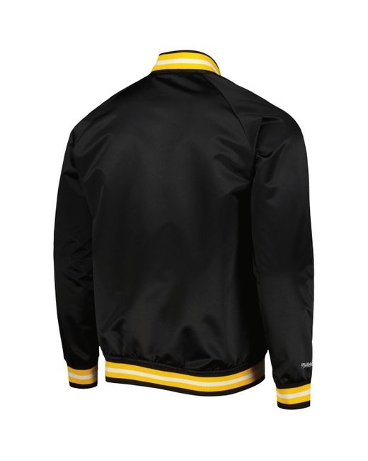 Mitchell & Ness Black Pittsburgh Penguins Satin Full-snap Varsity Jacket for men