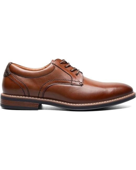 Nunn Bush Brown Centro Flex Plain Toe Oxfords for men