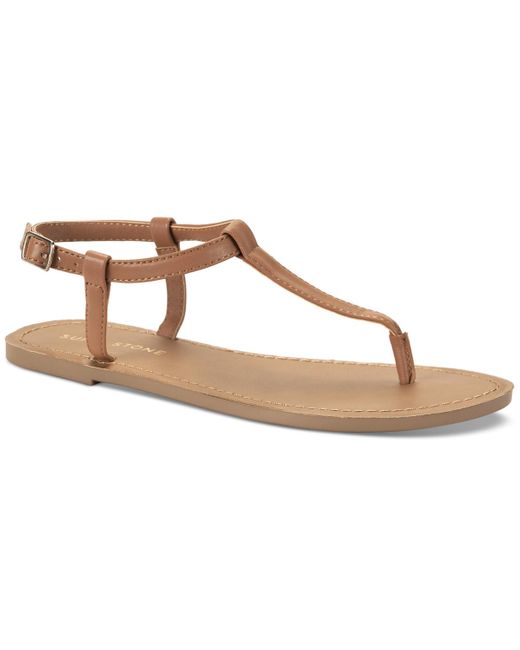 Sun & Stone Metallic Sun + Stone Krisleyy T-strap Slingback Flat Sandals
