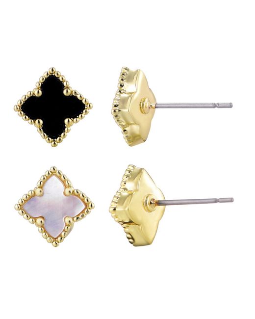 Adornia Metallic Plated Clover Stud Earring Set