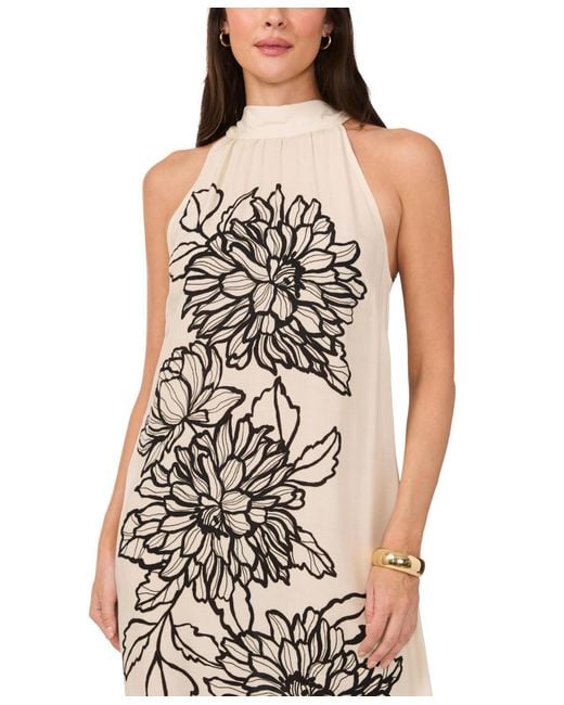 vince camuto white halter dress Vince Camuto Floral Halter Tie-back Maxi Dress in White
