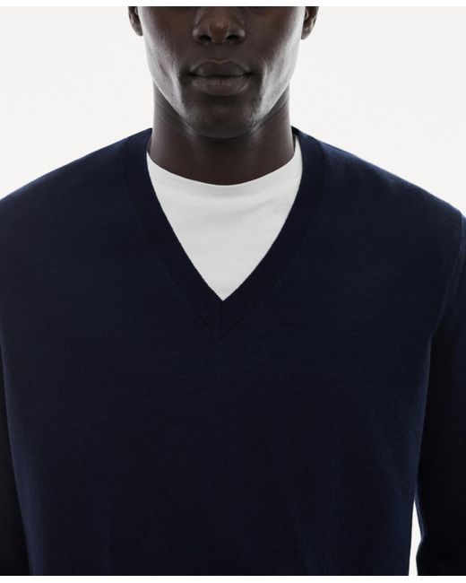 Mango Blue 100% Merino Wool V-neck Sweater