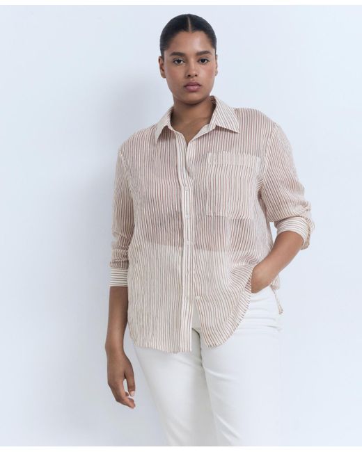 Mango White Semi-transparent Striped Shirt