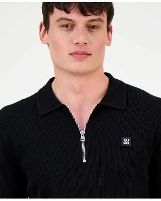 Boss Black Sastoro Long-sleeve Quarter-zip Textured Sweater for men