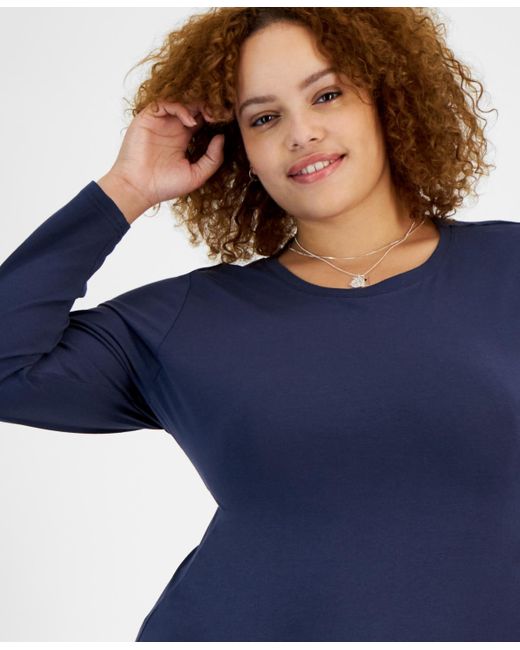 Aveto Blue Plus Size Crewneck Top