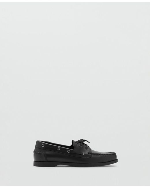 Mango White Leather Nautical Shoes for men