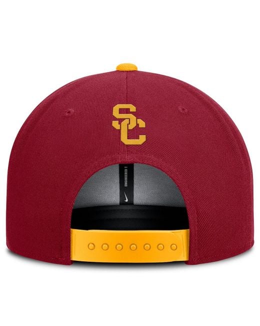 Nike Red Cardinal/gold Usc Trojans 2025 On-field Patch Pro Dri-fit Snapback Hat for men
