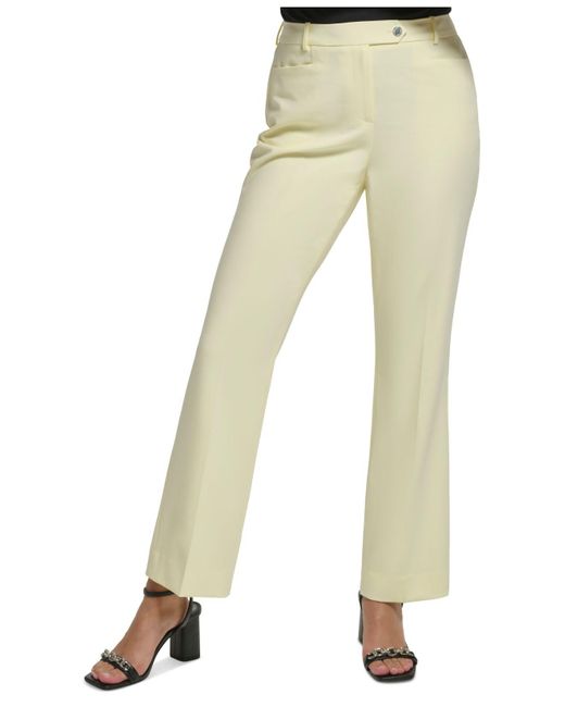 Calvin Klein Petite Solid Lux Straight-leg Modern-fit Pants in Natural |  Lyst