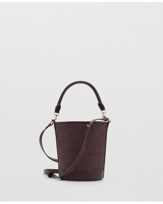 Mango Brown Small Raffia Bucket Bag
