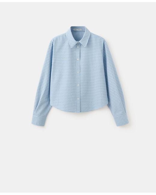 Mango Blue Straight Checked Shirt