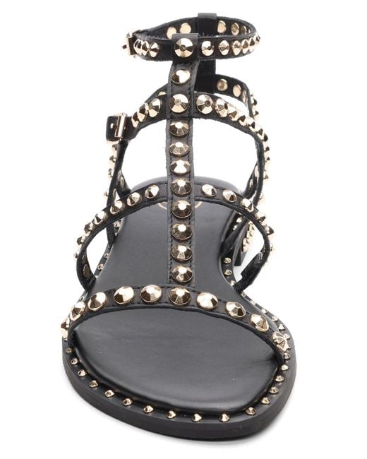 Ash Black Precious Round Toe Flat Sandals