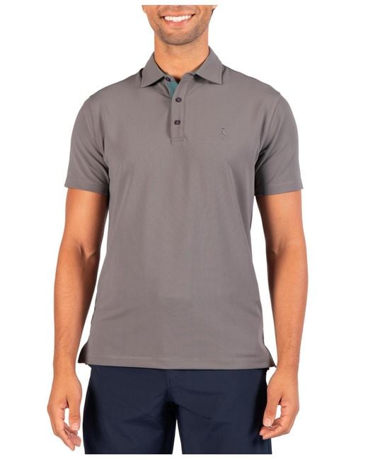 Tailorbyrd Gray Micro Grid Performance Polo for men