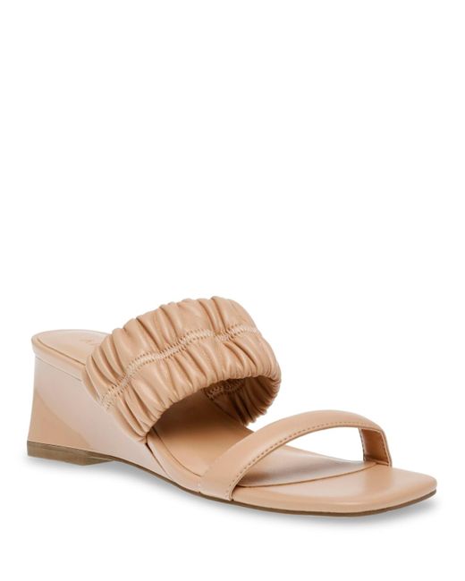 Anne Klein Pink Galle Square Toe Wedge Sandals