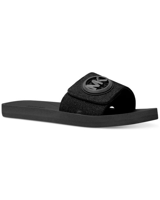 Michael Kors Black Michael Mk Charm Pool Slide Slip-on Flat Sandals
