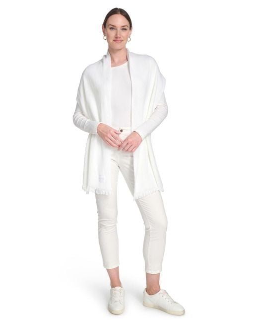 Calvin Klein White Super Soft Fringe Detail Scarf