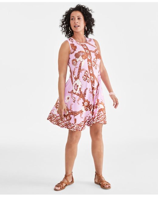 Style & Co. Red Printed Sleeveless Flip-flop Dress