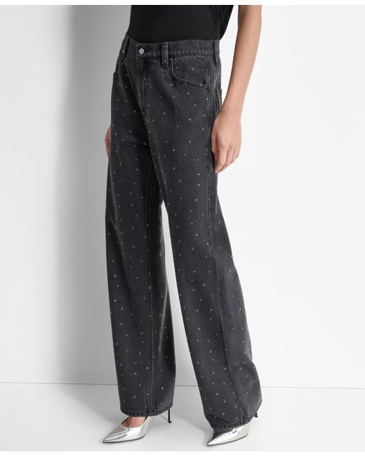 DKNY Mid rise Embellished Straight leg Jeans in Gray Lyst