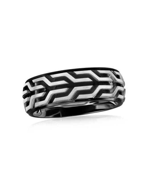 Metallo Black Stainless Steel Designed Ring for men
