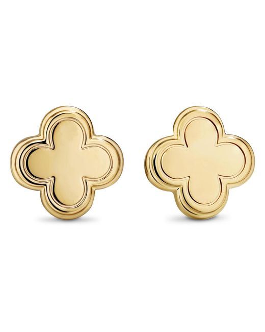 DEVATA Metallic Contour-lined Clover Stud Earrings