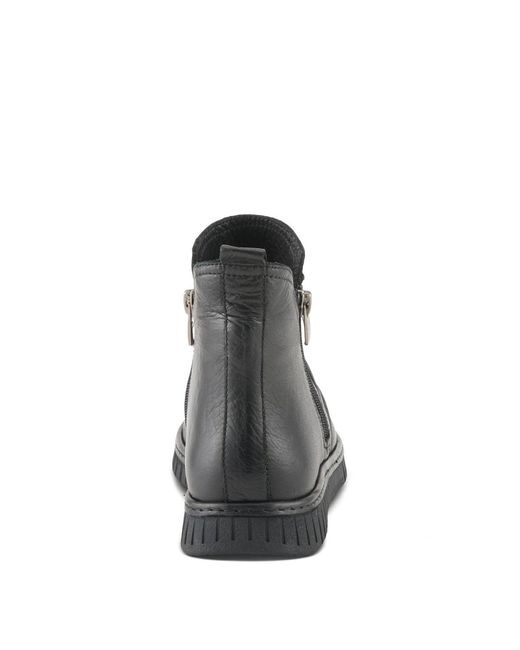 Spring Step Black Rosado Ruched Leather Bootie