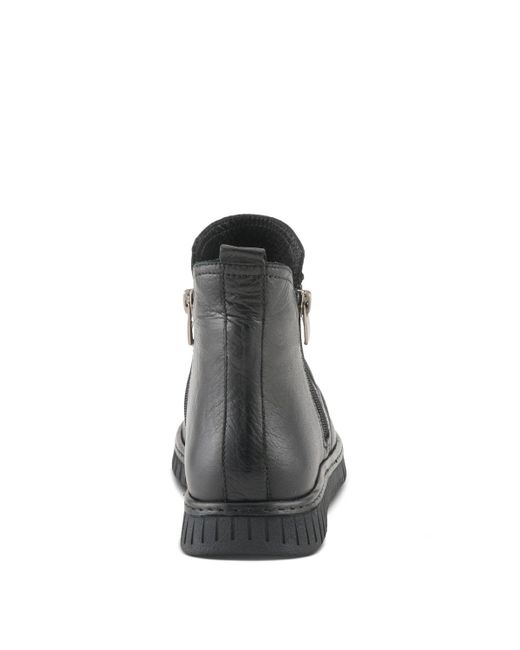 Spring Step Black Rosado Ruched Leather Bootie