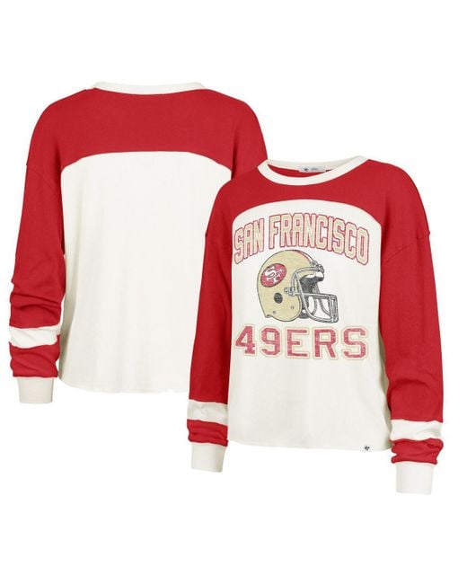 '47 Red San Francisco 49ers Double Header Curve Toni Long Sleeve T-shirt
