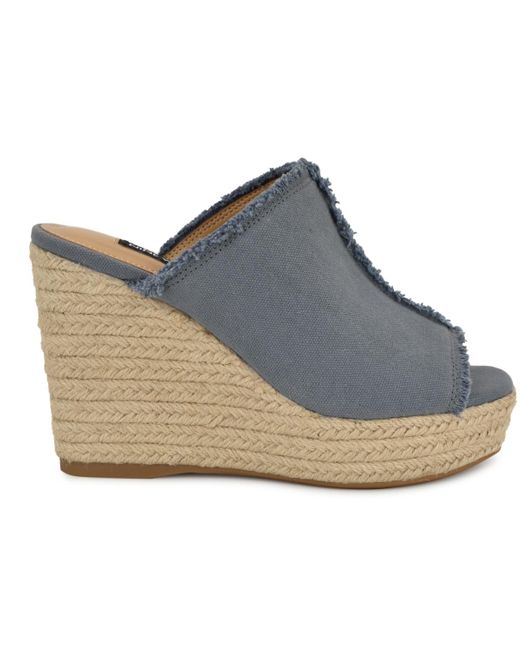 Nine West Blue Baja Slip-on Espadrille Wedge Sandals