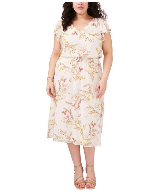 Msk Synthetic Plus Size Flutter-sleeve Midi Dress | Lyst Canada