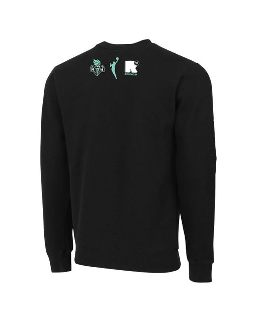 round21 Black And New York Liberty Pennant Crewneck Pullover Sweatshirt