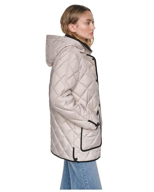 DKNY Natural Quilted Barn Coat